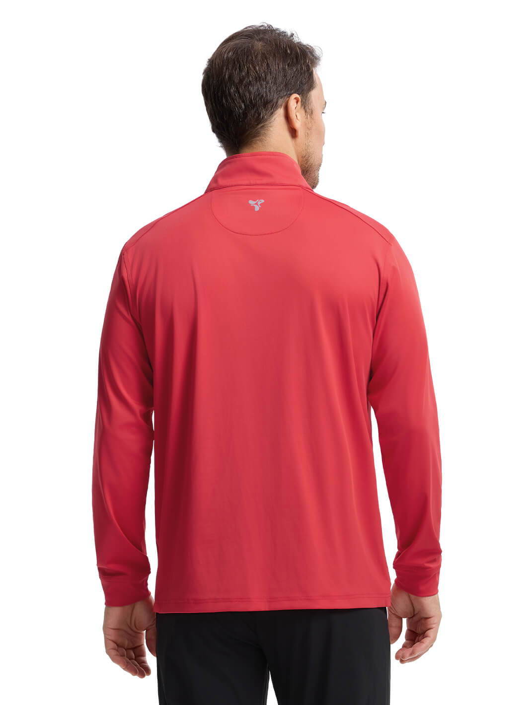 Solid Performance Golf Quarter Zip For Men-Oxford Red