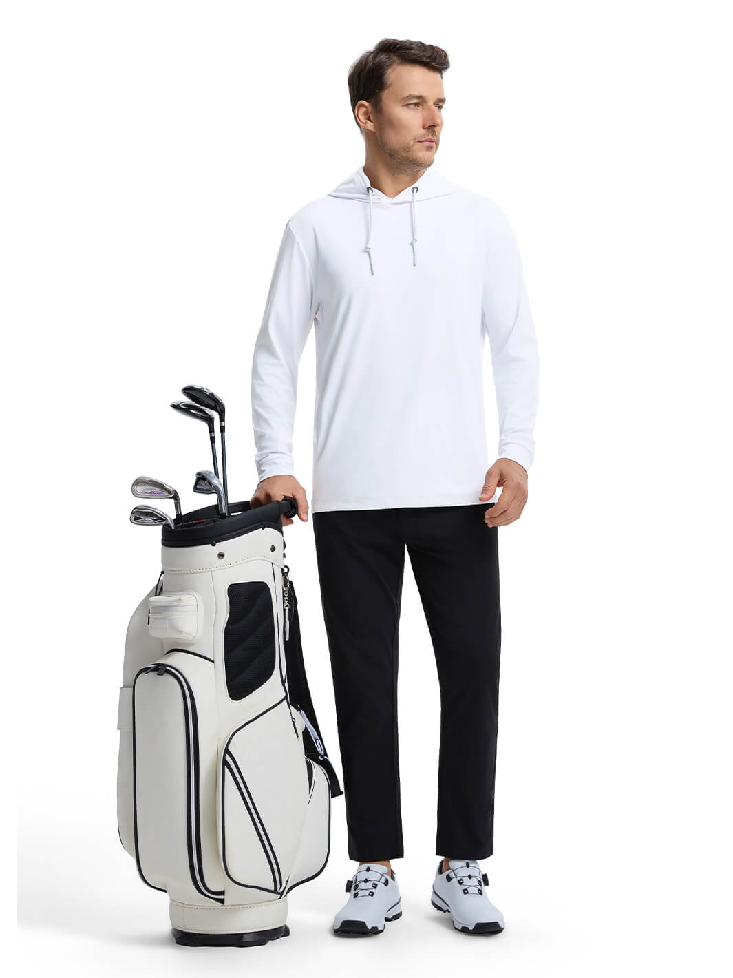 Solid Performance Golf Hoodie For Men-Pure White