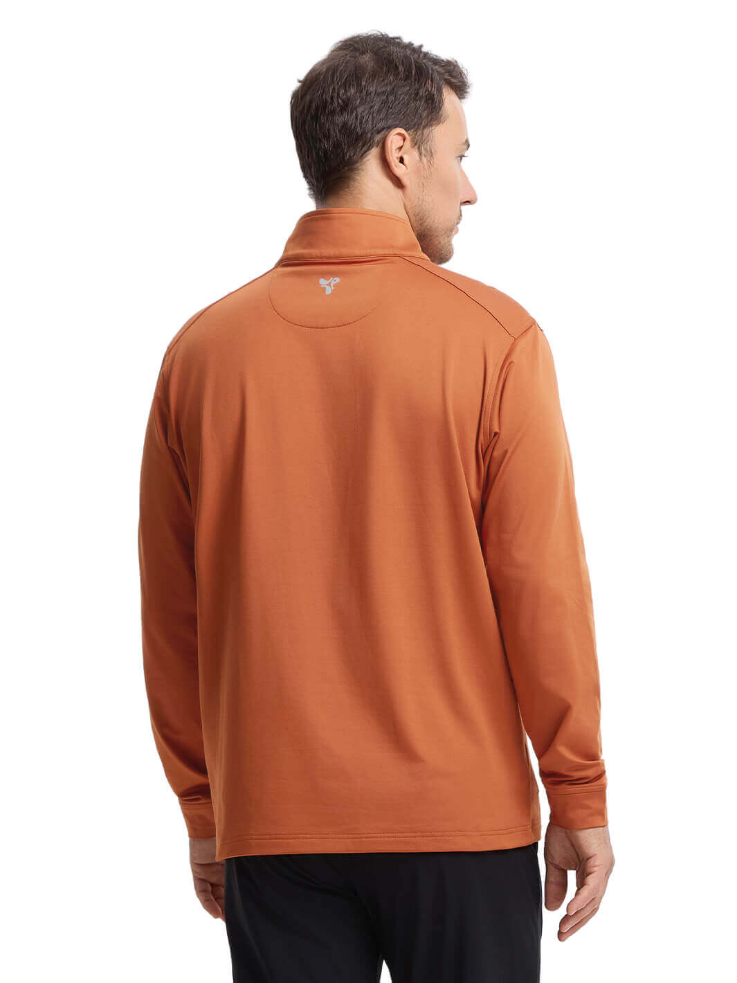 Solid Performance Fleece Golf Quarter Zip For Men-Potter's Clay