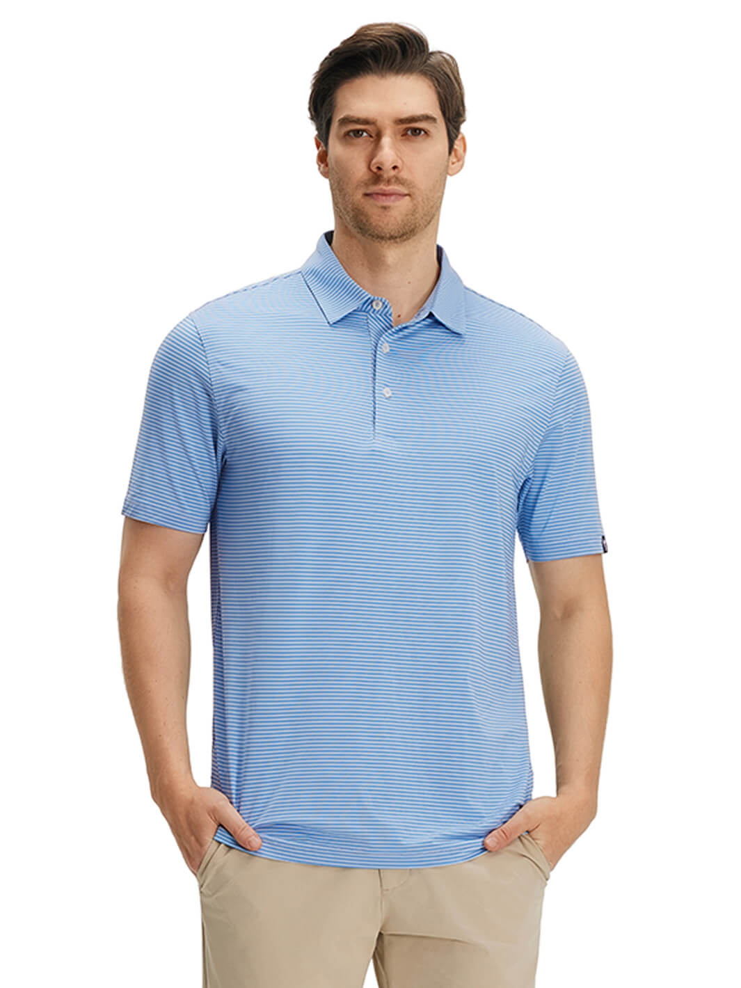 Striped Performance Golf Shirt For Men-Sailor Blue