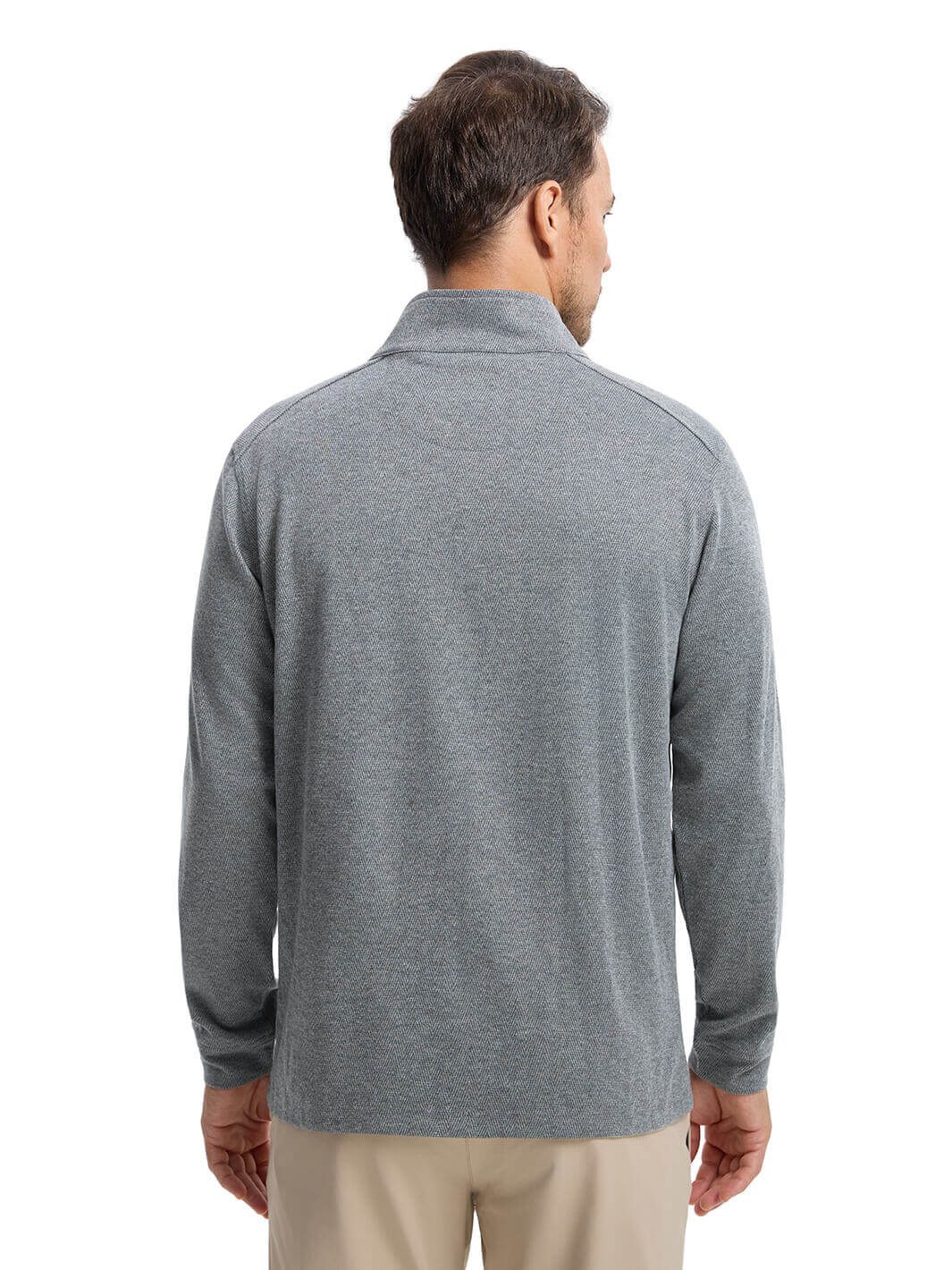Herringbone Performance Golf Quarter Zip For Men-Dark Gray