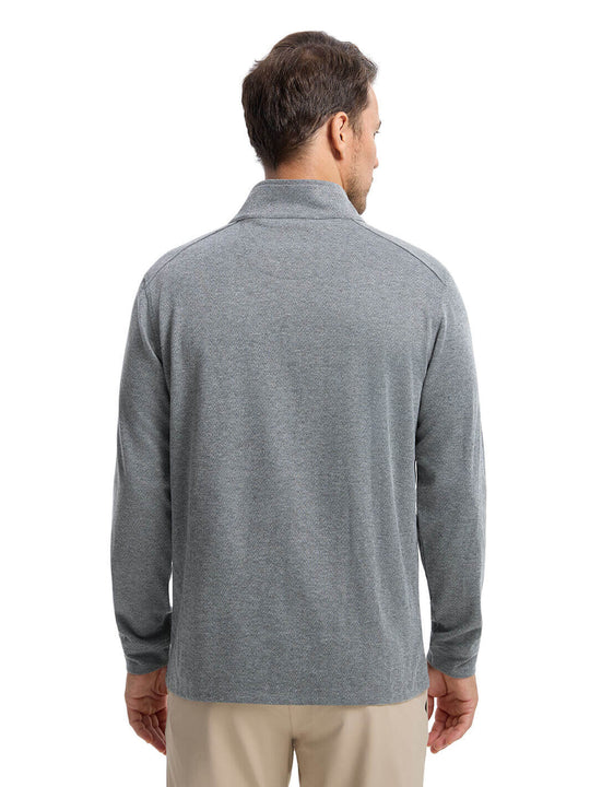 Herringbone Performance Golf Quarter Zip For Men-Dark Gray