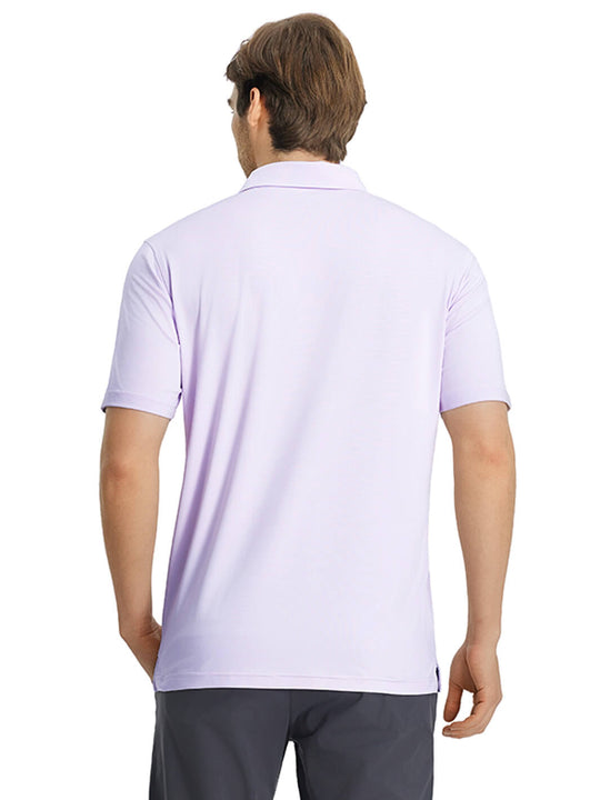 Designed Collared Solid Performance Golf Shirt For Men-Purple Petals