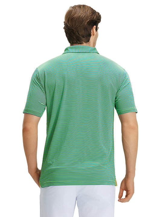 Striped Performance Golf Shirt For Men-Green