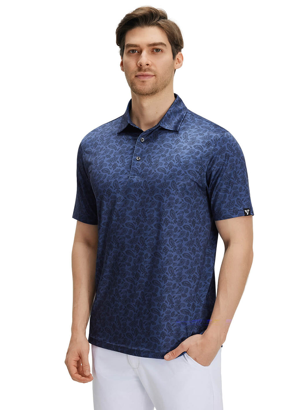 Print Performance Golf Shirt For Men-Dark Paisley