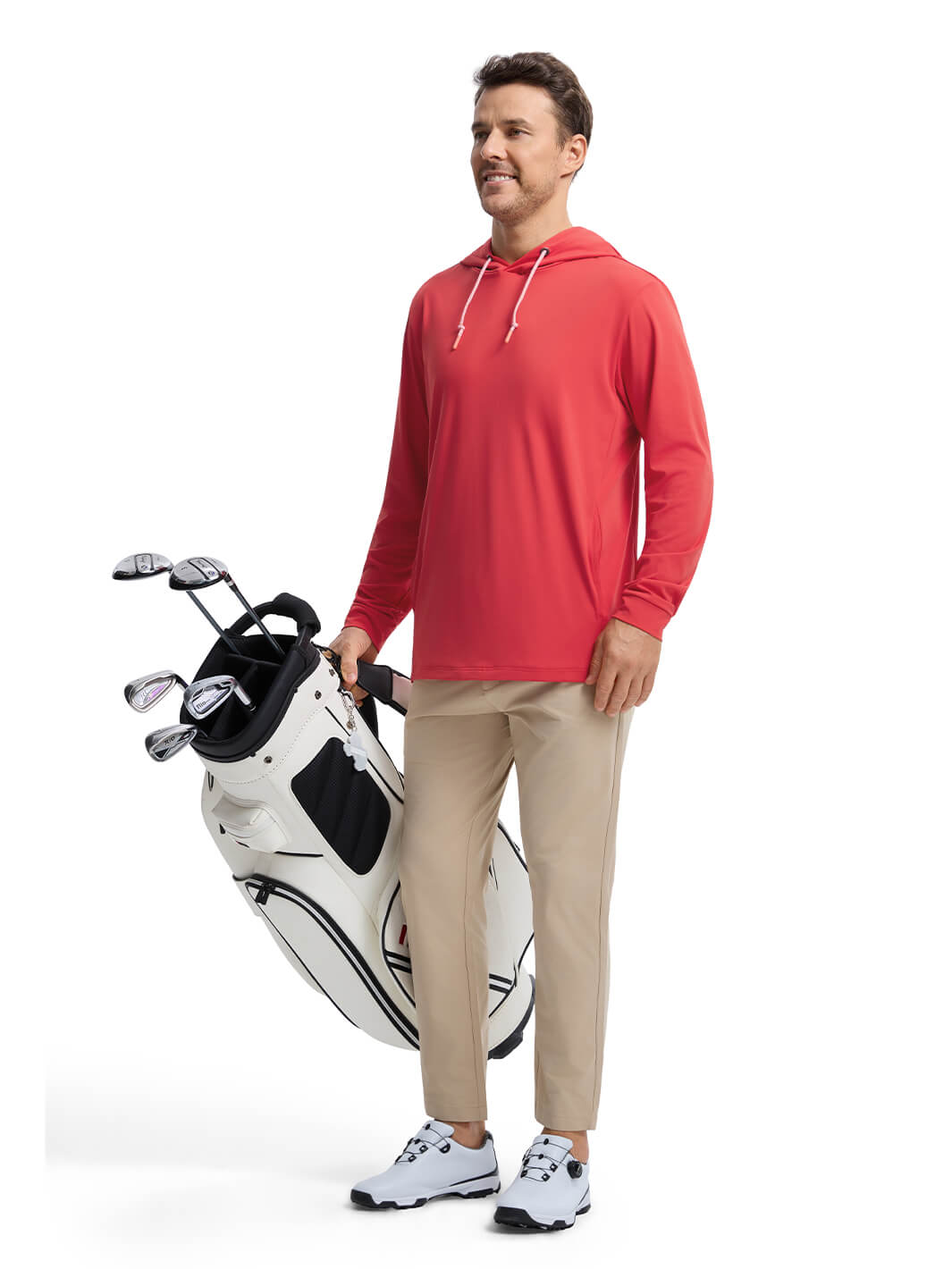 Solid Performance Golf Hoodie For Men-Oxford Red