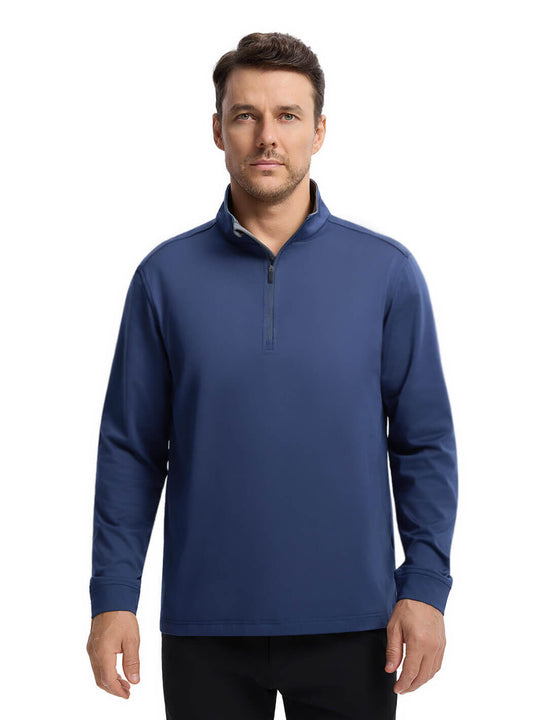 Solid Performance Fleece Golf Quarter Zip For Men-Naval Academy