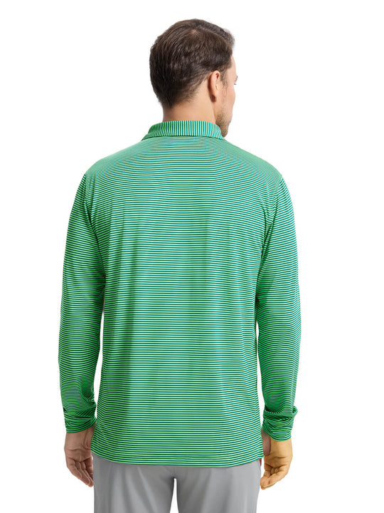 Striped Long Sleeve Golf Shirt For Men-Green
