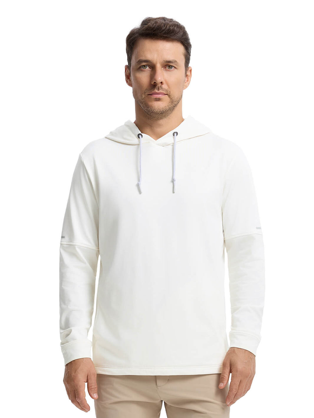 Solid Performance Fleece Golf Hoodie For Men-Cloud Dancer