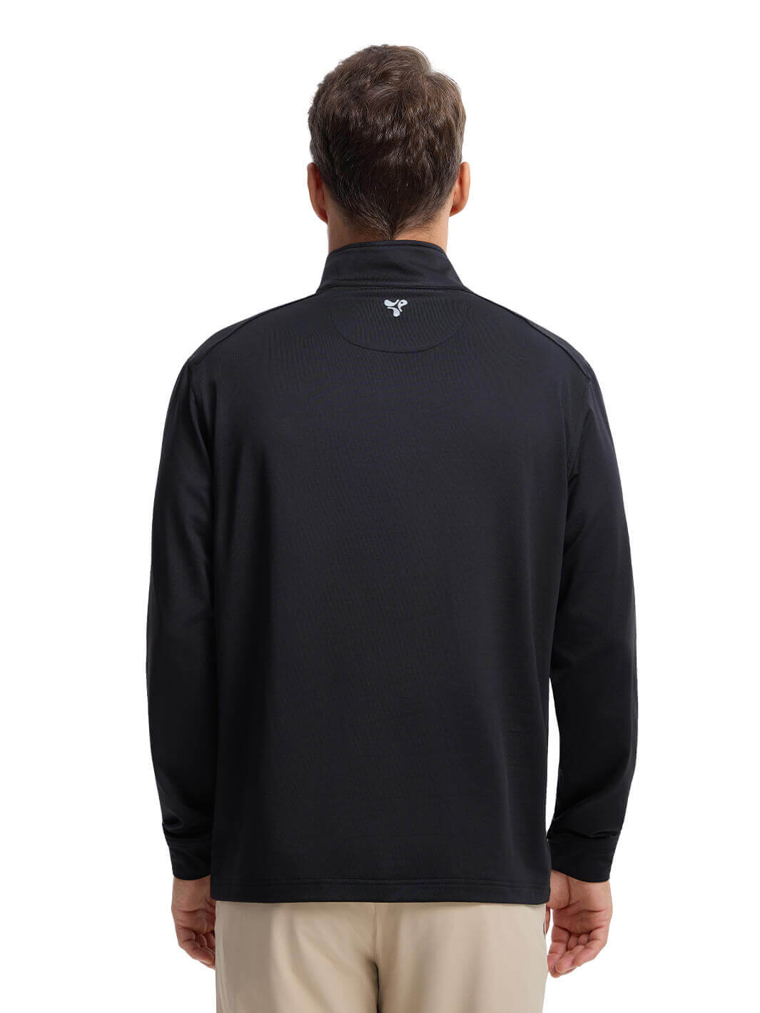Solid Performance Fleece Golf Quarter Zip For Men-Meteorite