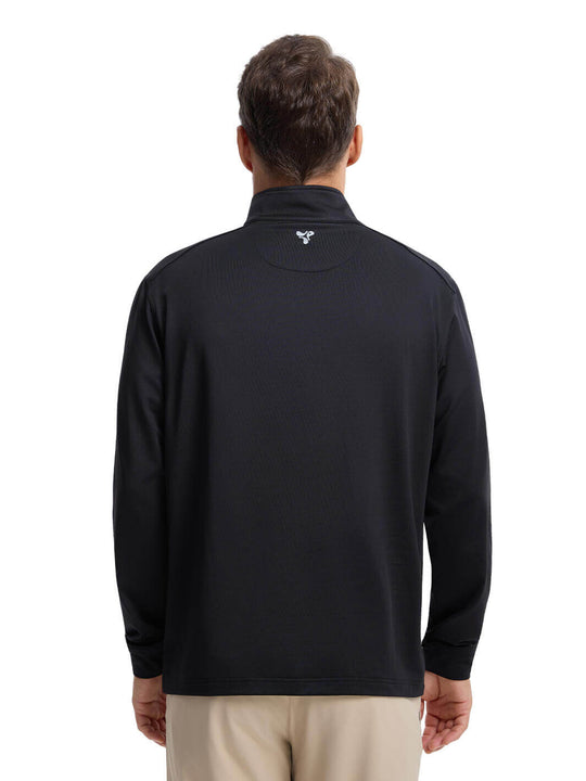 Solid Performance Fleece Golf Quarter Zip For Men-Meteorite