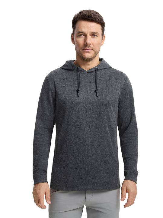Herringbone Performance Golf Hoodie For Men-Black