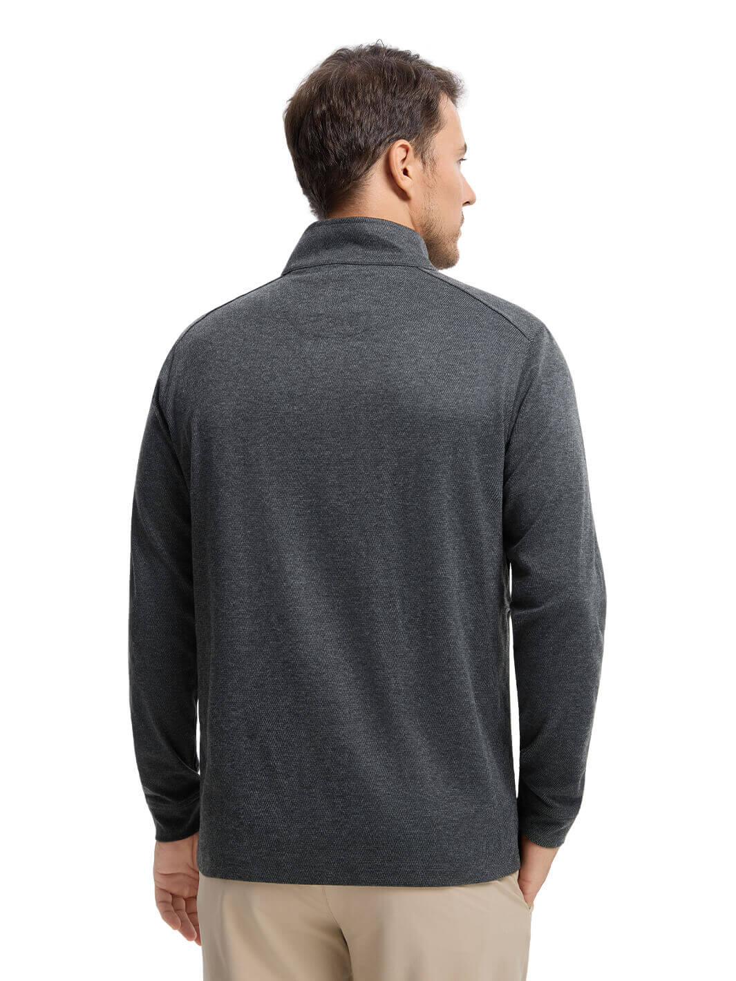 Herringbone Performance Golf Quarter Zip For Men-Black