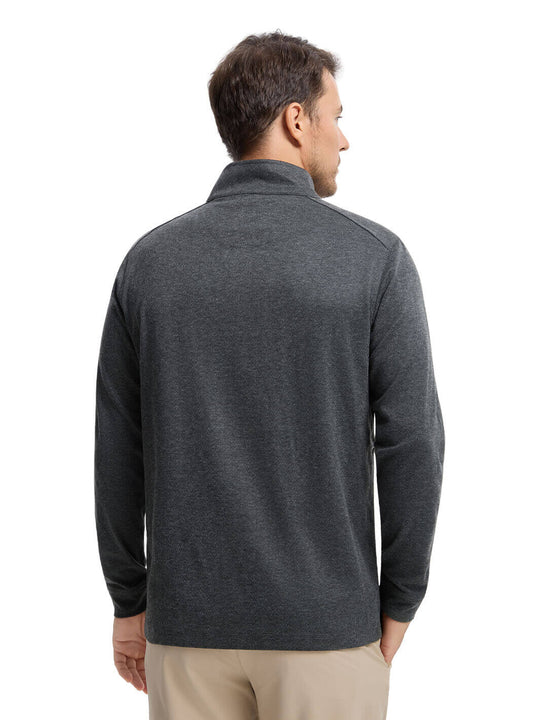 Herringbone Performance Golf Quarter Zip For Men-Black
