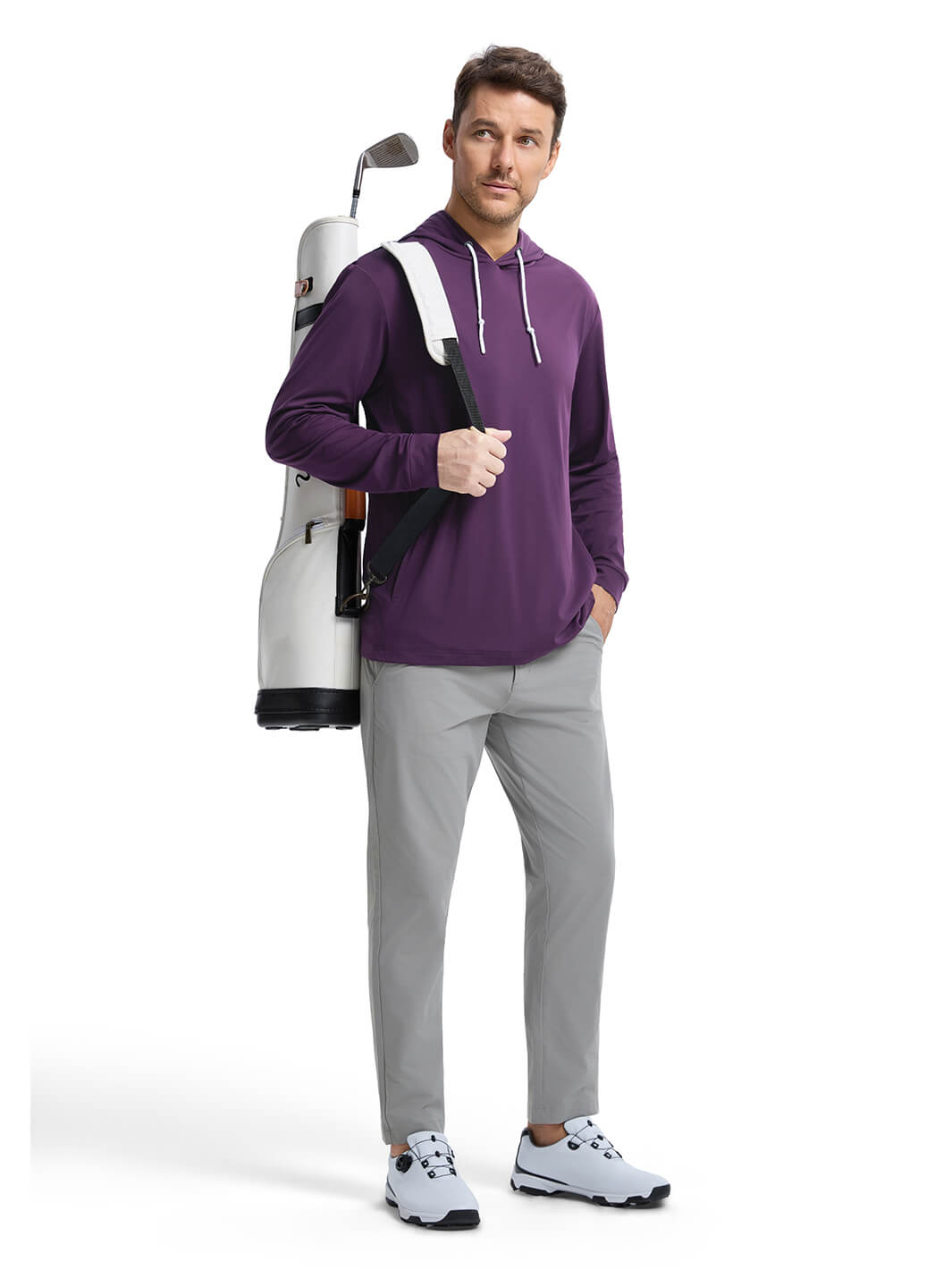 Solid Performance Golf Hoodie For Men-Ink Purple