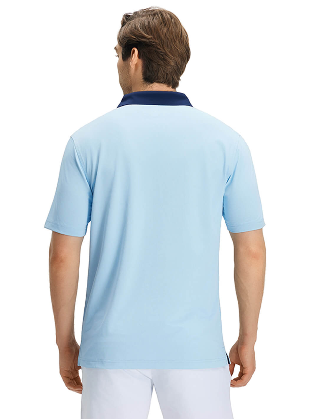 Tech Pique Performance Golf Shirt For Men-Sky Blue