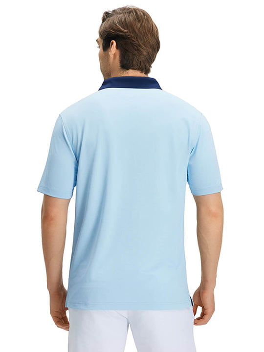 Tech Pique Performance Golf Shirt For Men-Sky Blue