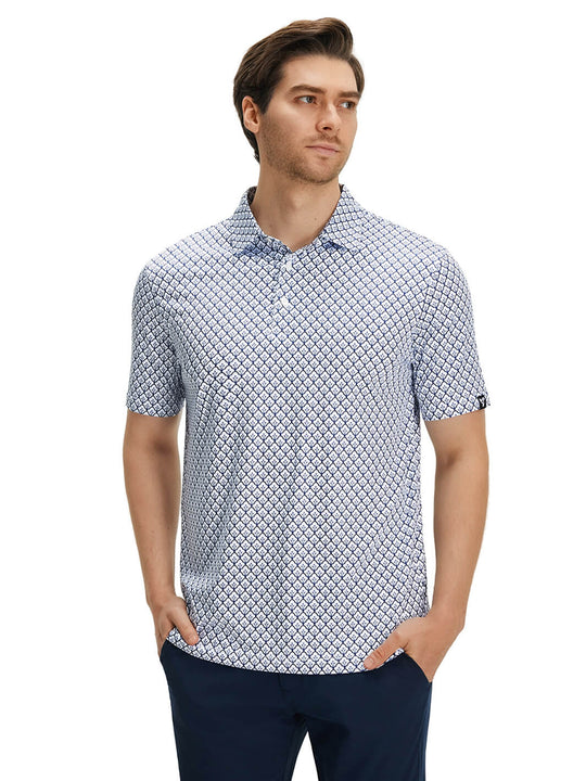 Print Performance Golf Shirt For Men-Lily Of The Valley
