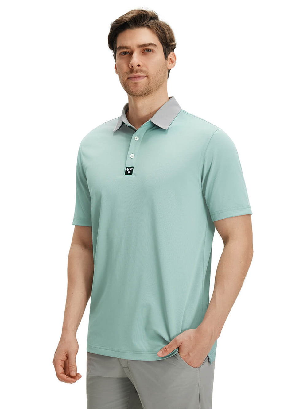 Tech Pique Performance Golf Shirt For Men-Beryl Green