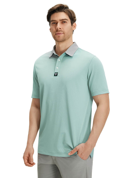 Tech Pique Performance Golf Shirt For Men-Beryl Green