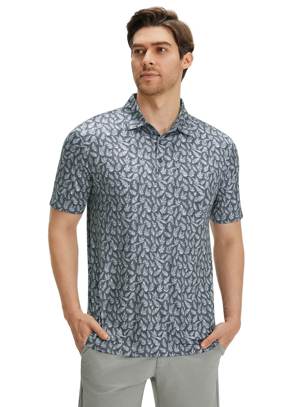Print Performance Golf Shirt For Men-Fern