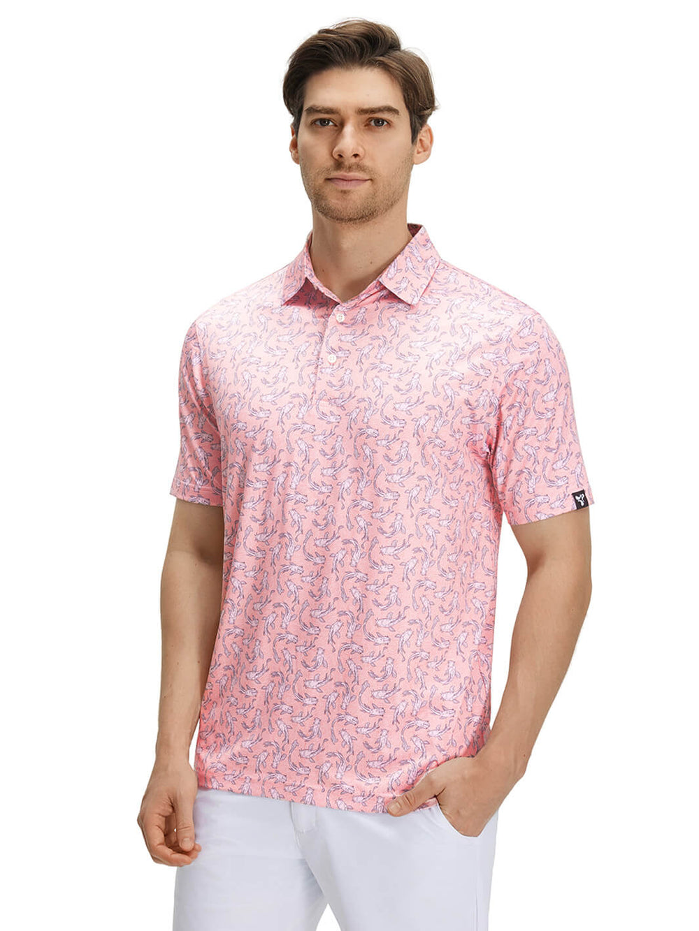 Print Performance Golf Shirt For Men-Lucky Koi