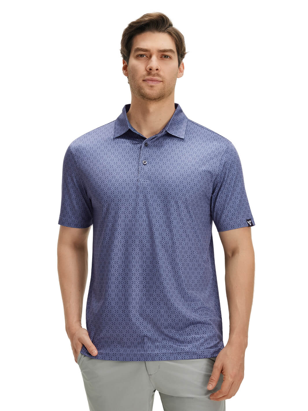 Print Performance Golf Shirt For Men-Grey Totem