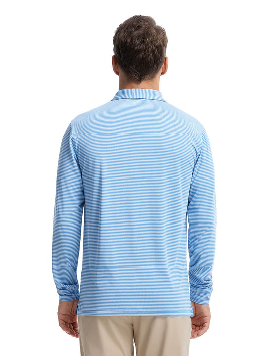 Striped Long Sleeve Golf Shirt For Men-Sailor Blue