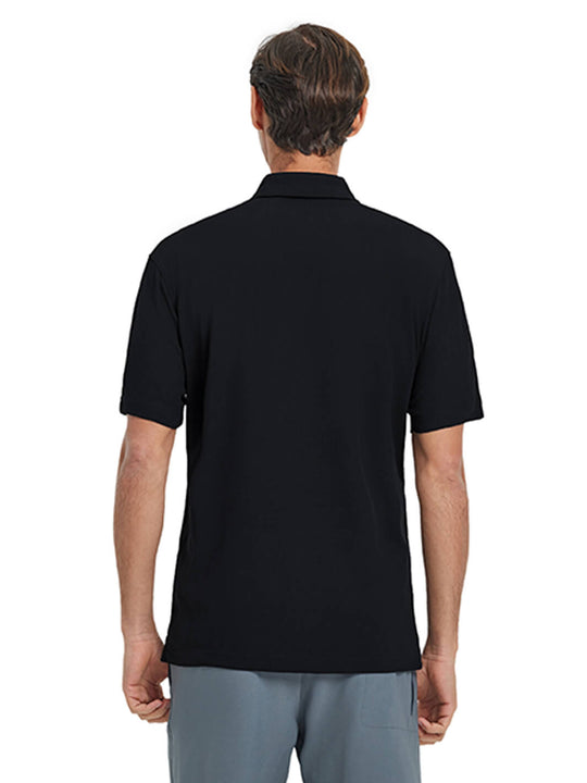 Waffle Jacquard Performance Polo-BLACK