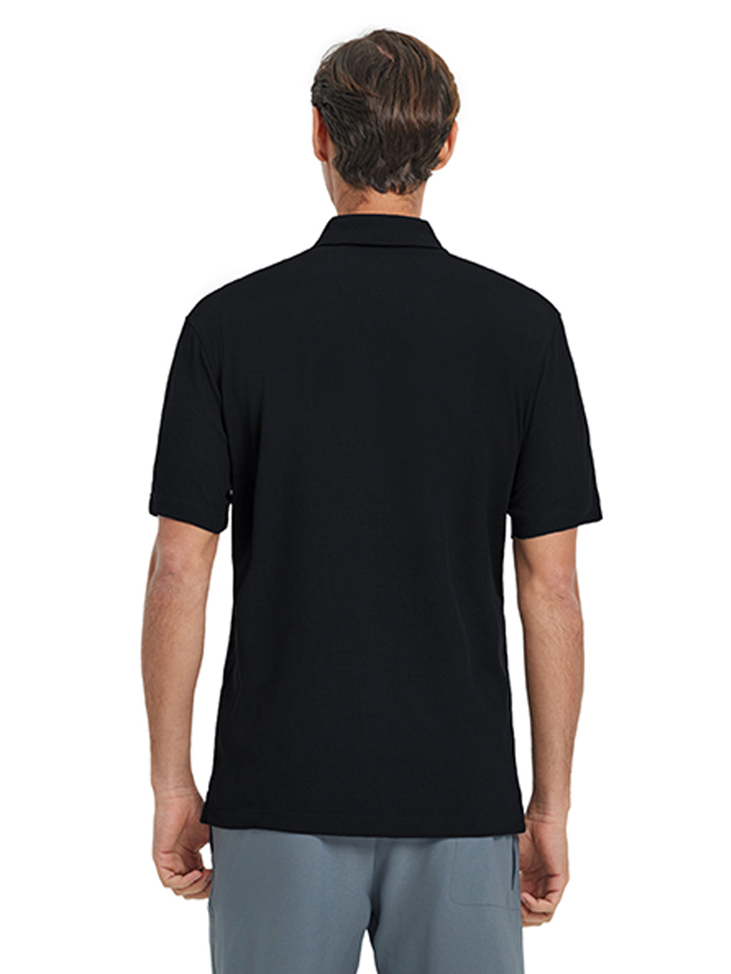 Waffle Jacquard Performance Polo-BLACK