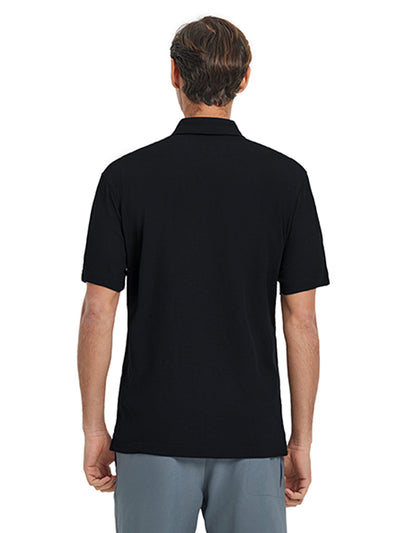 Waffle Jacquard Performance Polo-BLACK