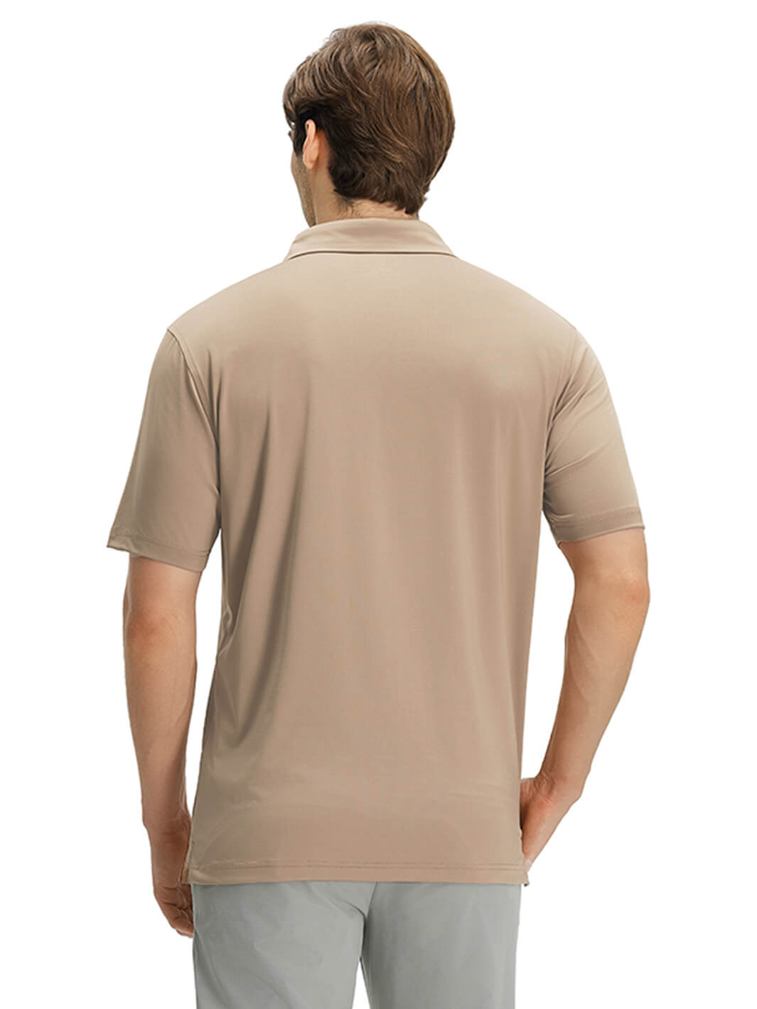 Designed Collared Solid Performance Golf Shirt For Men-Poplar Palm