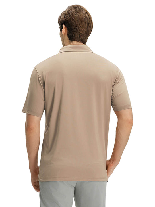 Designed Collared Solid Performance Golf Shirt For Men-Poplar Palm