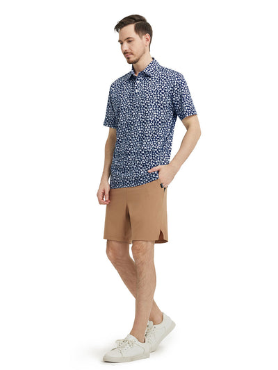 Men's Print Performance Polo-NAVY CORAL SEA