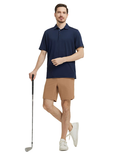 Designed Collared Solid Performance Polo-NAVY