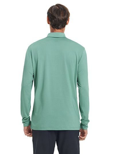 Designed Collared Long Sleeve Golf Polo-BERYL GREEN