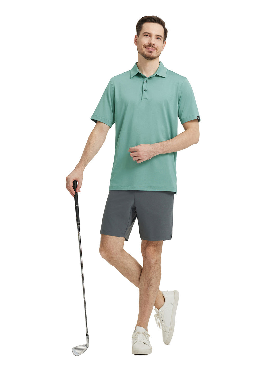 Solid Performance Jersey Polo-BERYL GREEN