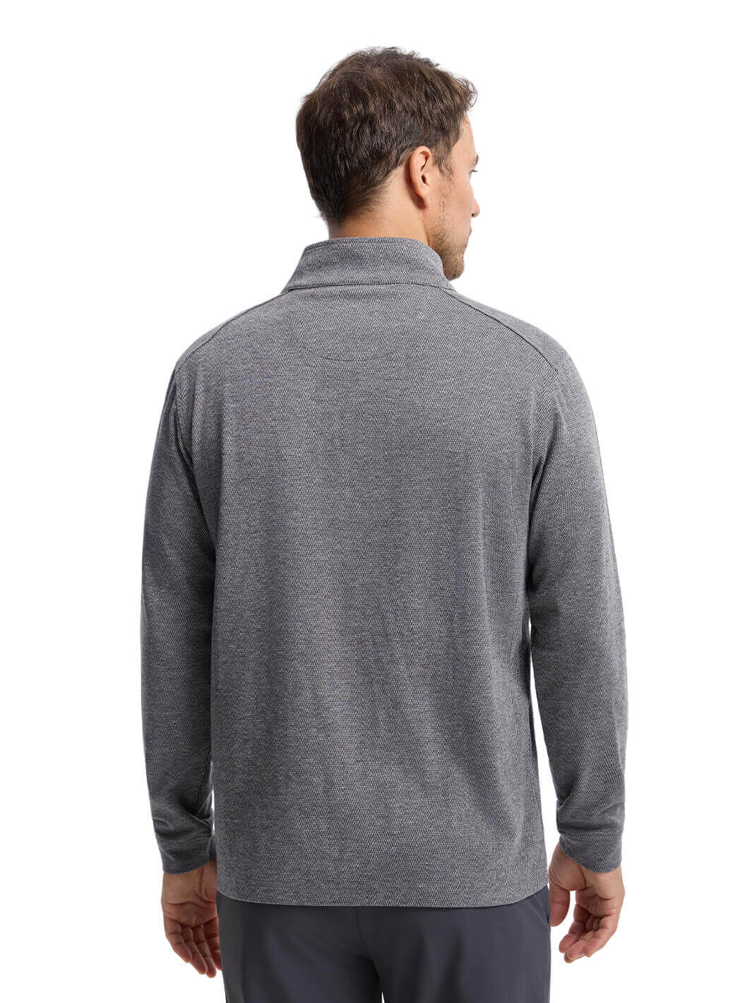 Herringbone Performance Golf Quarter Zip For Men-Mocha