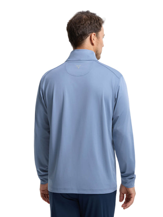 Solid Performance Golf Quarter Zip For Men-Steel Blue