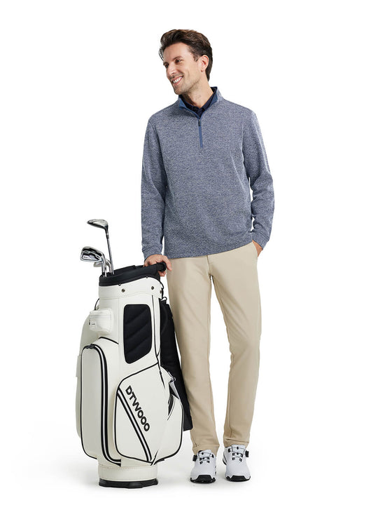 Herringbone Performance Golf Quarter Zip For Men-Navy