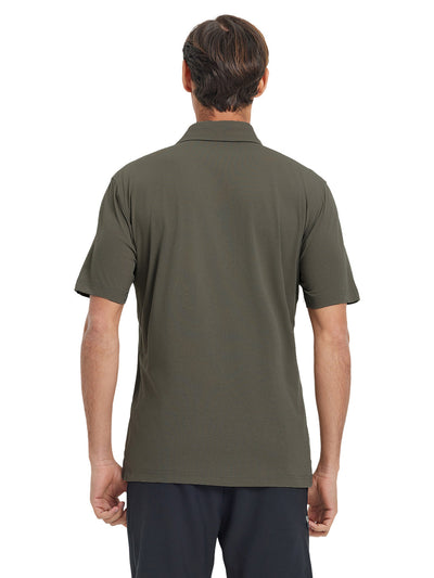 Hidden Zip Pocket Performance Polo-TAUPE