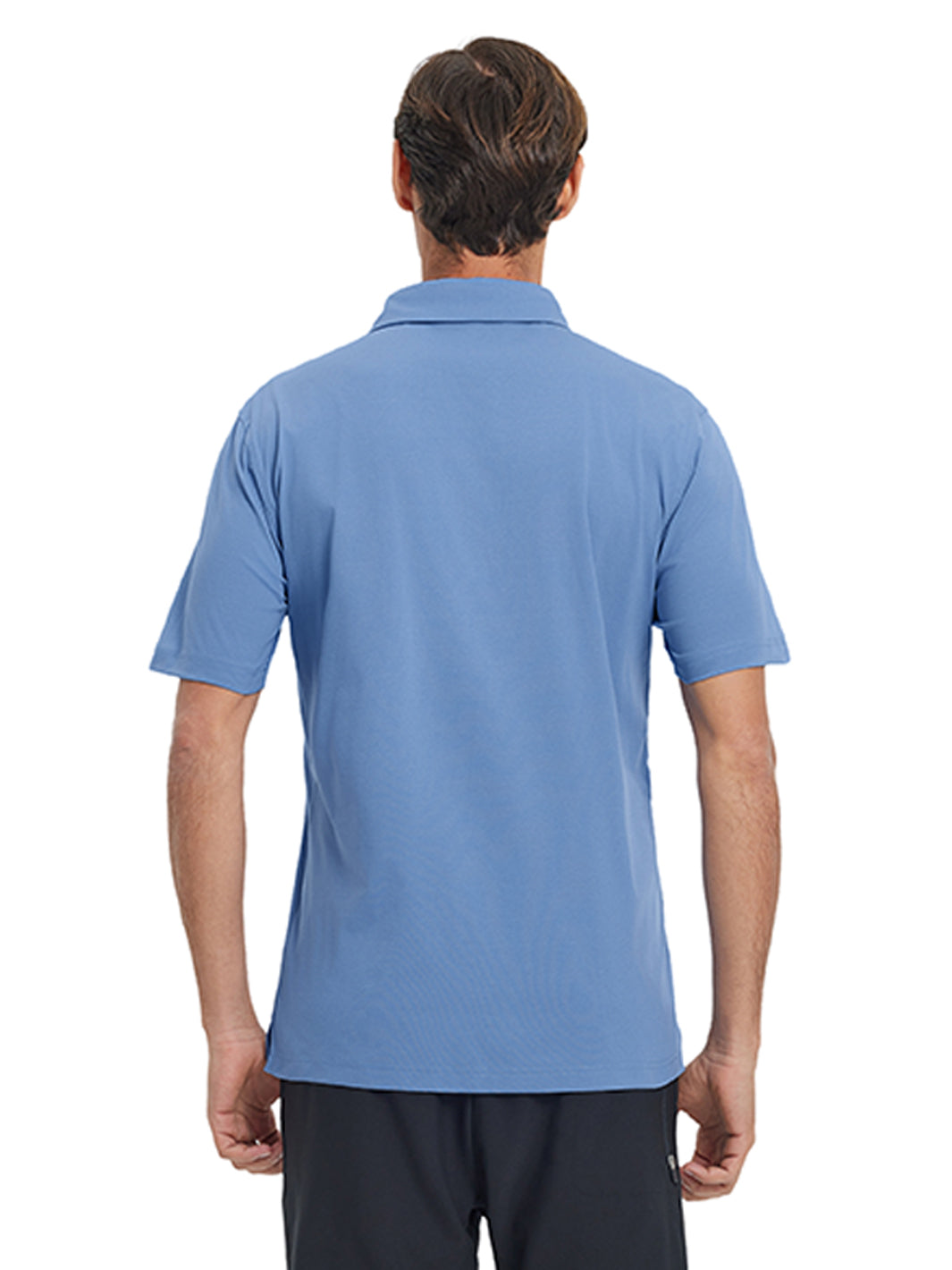 Hidden Zip Pocket Performance Polo-DENIM BLUE