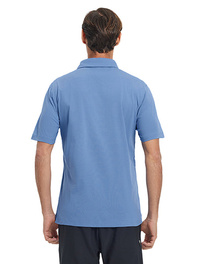 Hidden Zip Pocket Performance Polo-DENIM BLUE