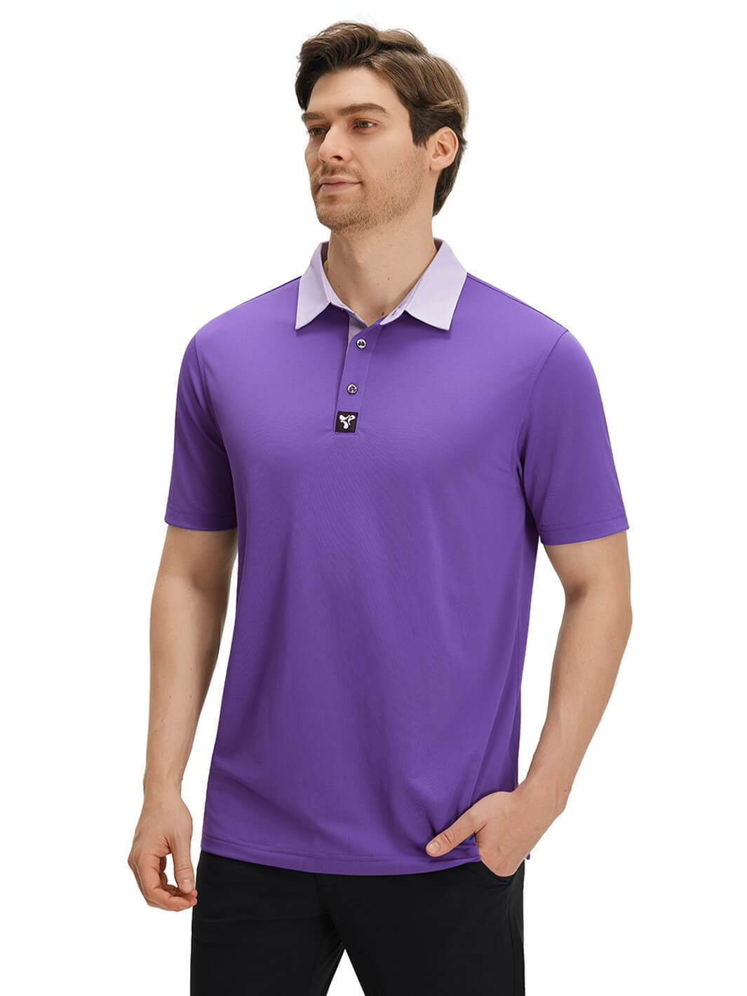 Tech Pique Performance Golf Shirt For Men-Purple