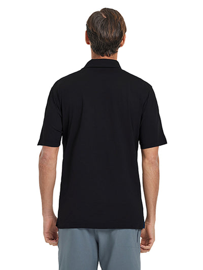 Hidden Zip Pocket Performance Polo-BLACK