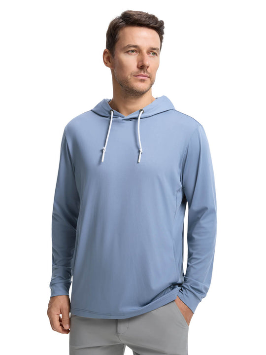 Solid Performance Golf Hoodie For Men-Steel Blue