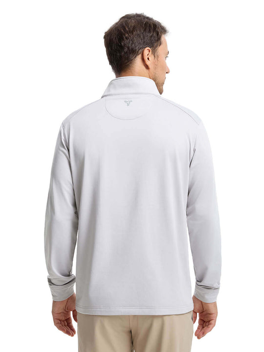 Solid Performance Fleece Golf Quarter Zip For Men-Vapor Blue