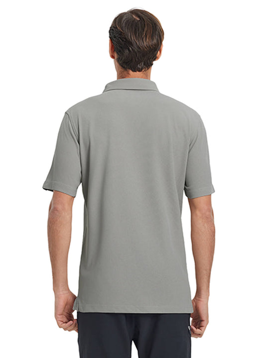 Waffle Jacquard Performance Polo-LIGHT GREY