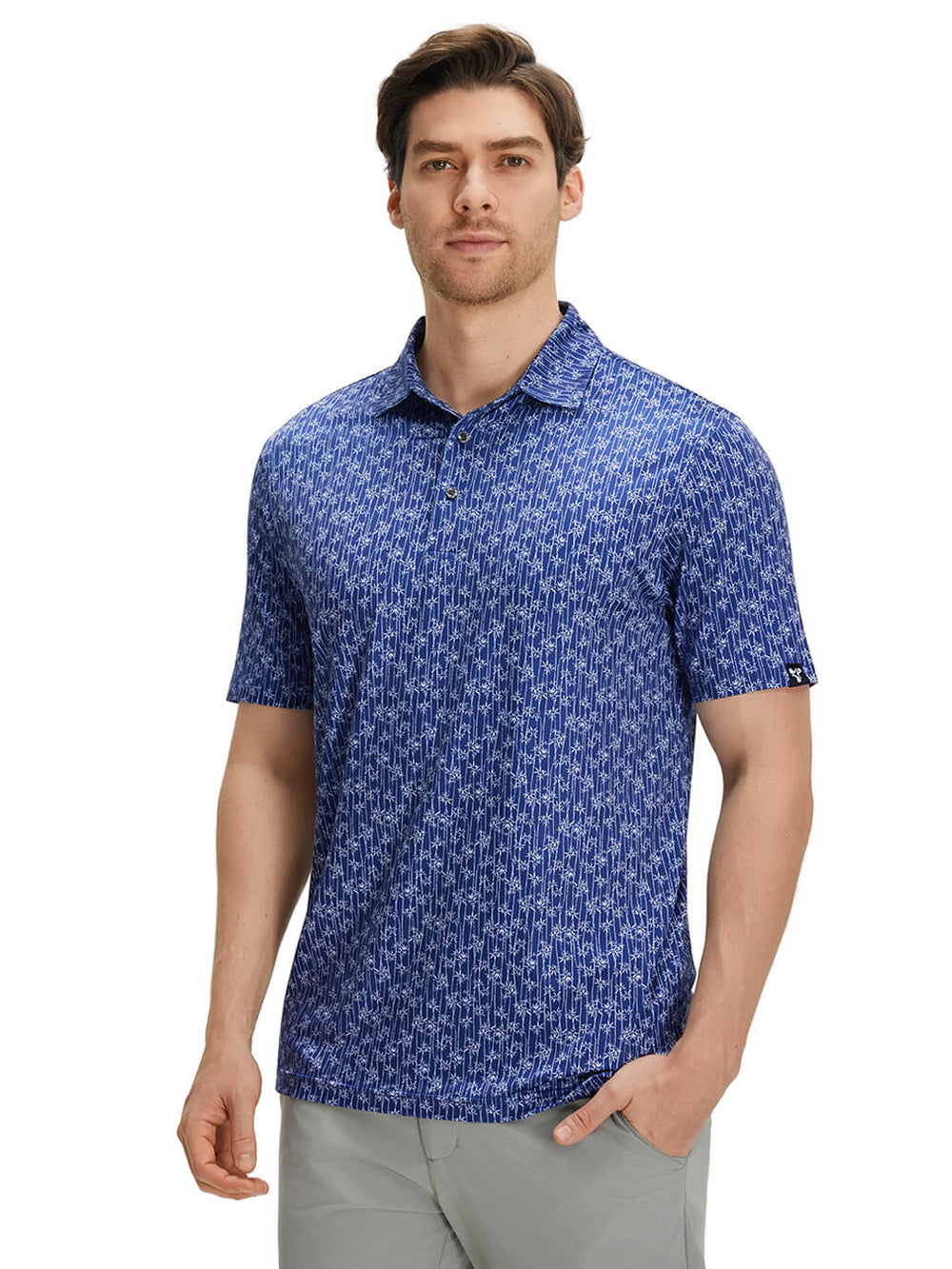 Print Performance Golf Shirt For Men-Bamboo