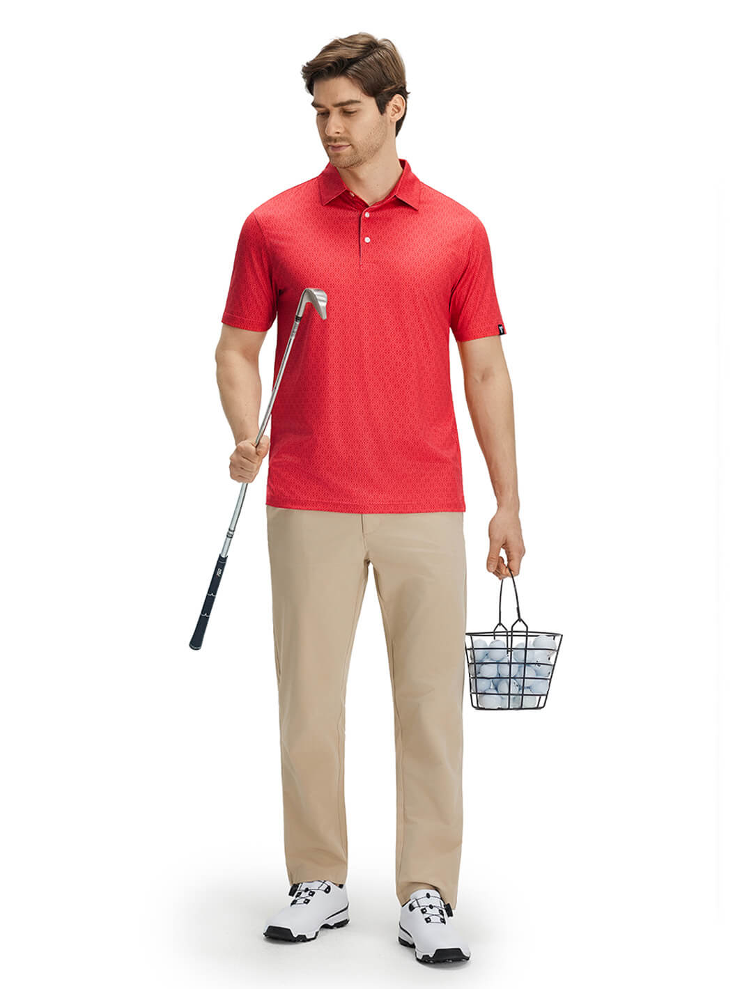 Print Performance Golf Shirt For Men-Red Totem